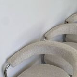 4 vintage tubular metal and fabric chairs