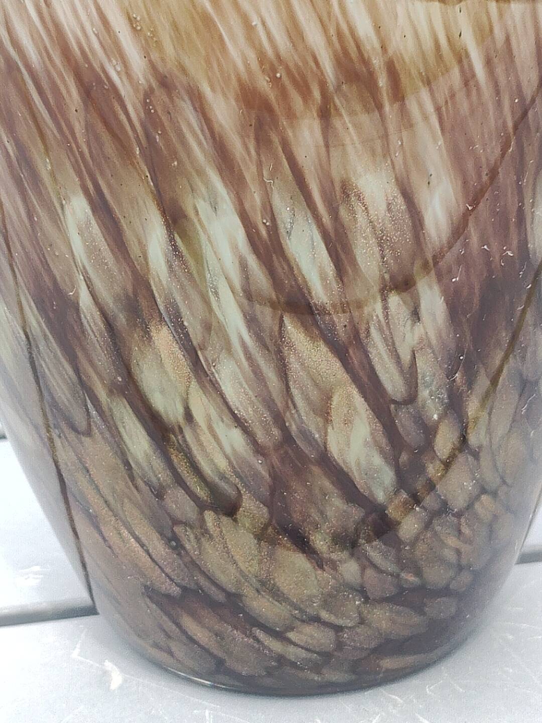 Large Cylindrical Vase in Murano Blown Art Glass/Gold Glitter