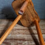Solid wood tripod stool from the 50s