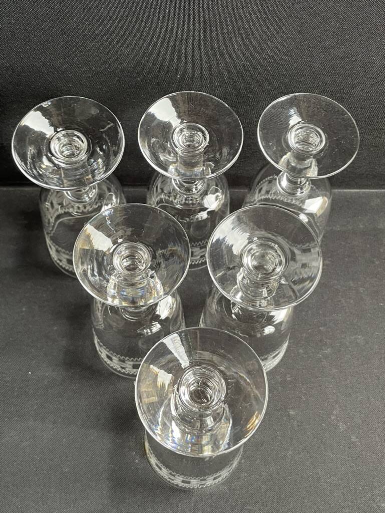 6 Baccarat port glasses engraving 3458