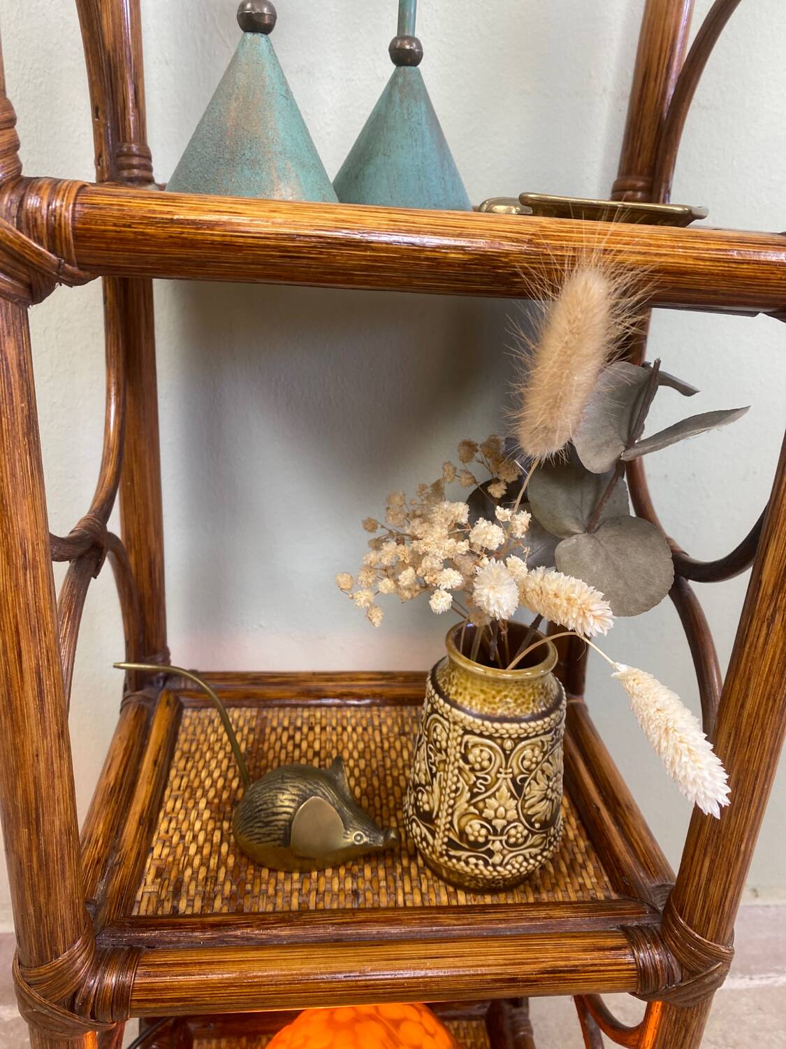 Vintage rattan shelf