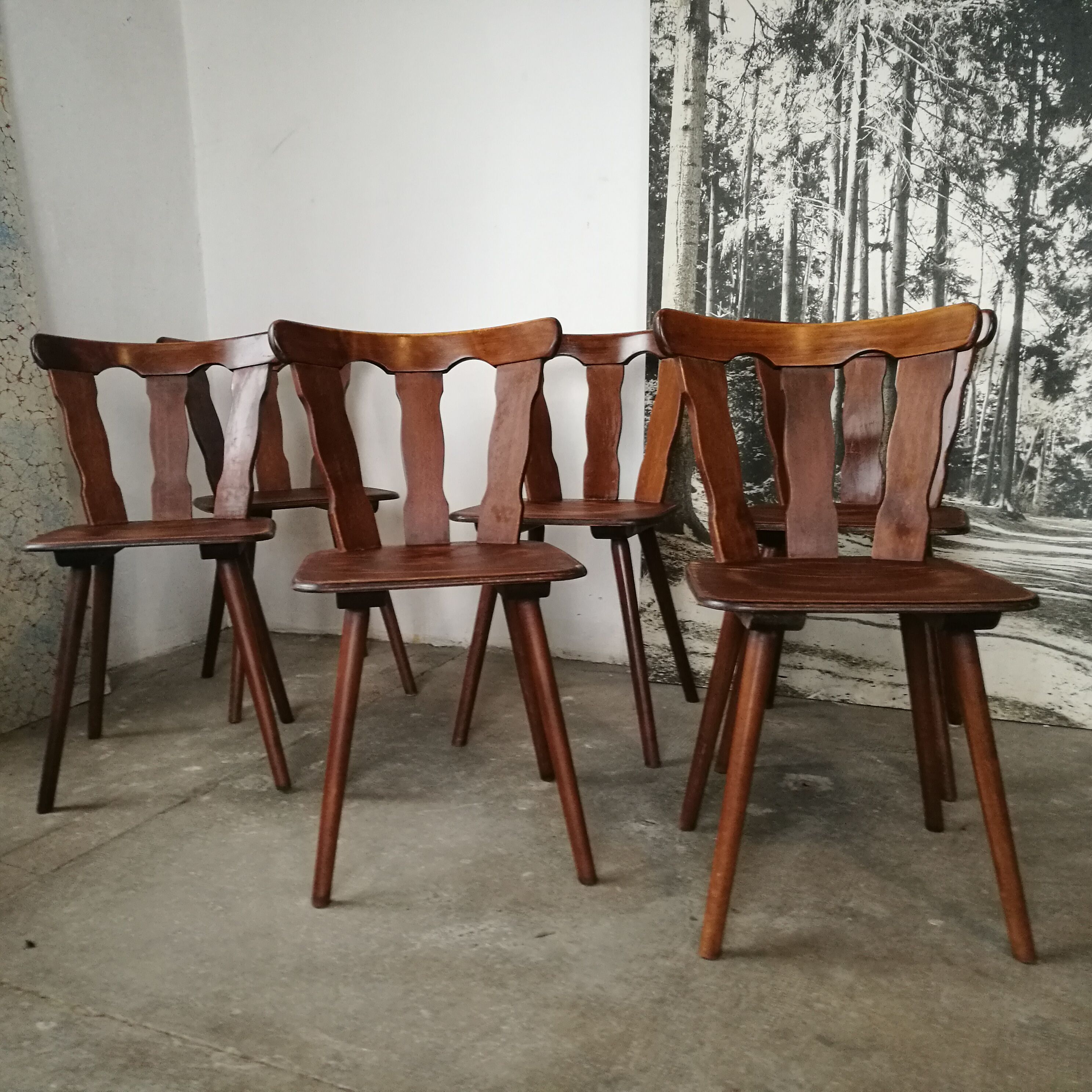 Set of 6 all-wood bistro chairs