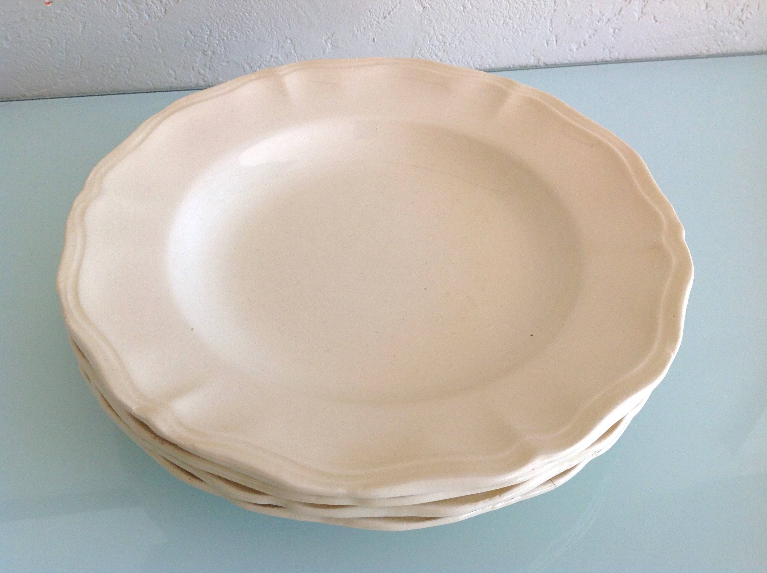 Four soup plates Ivory service/Faienceries de Sarreguemines/vintage 50