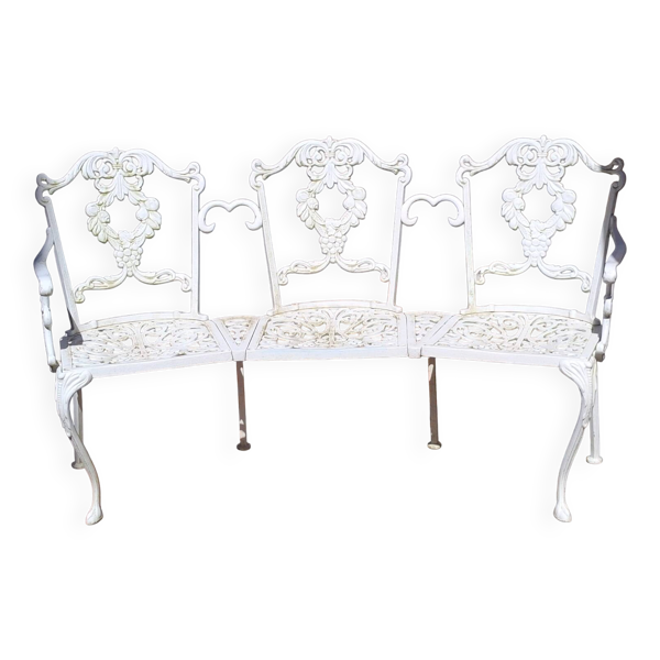 Grand banc de terrasse ou jardin, en fonte, déco vintage
