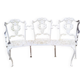 Large terrace or garden bench, made of cast iron, vintage decor.