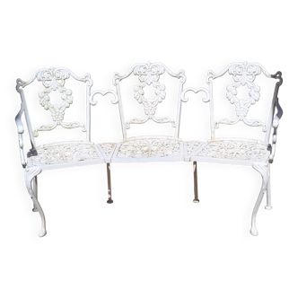 Large terrace or garden bench, made of cast iron, vintage decor.