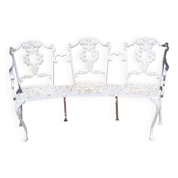 Large terrace or garden bench, made of cast iron, vintage decor.
