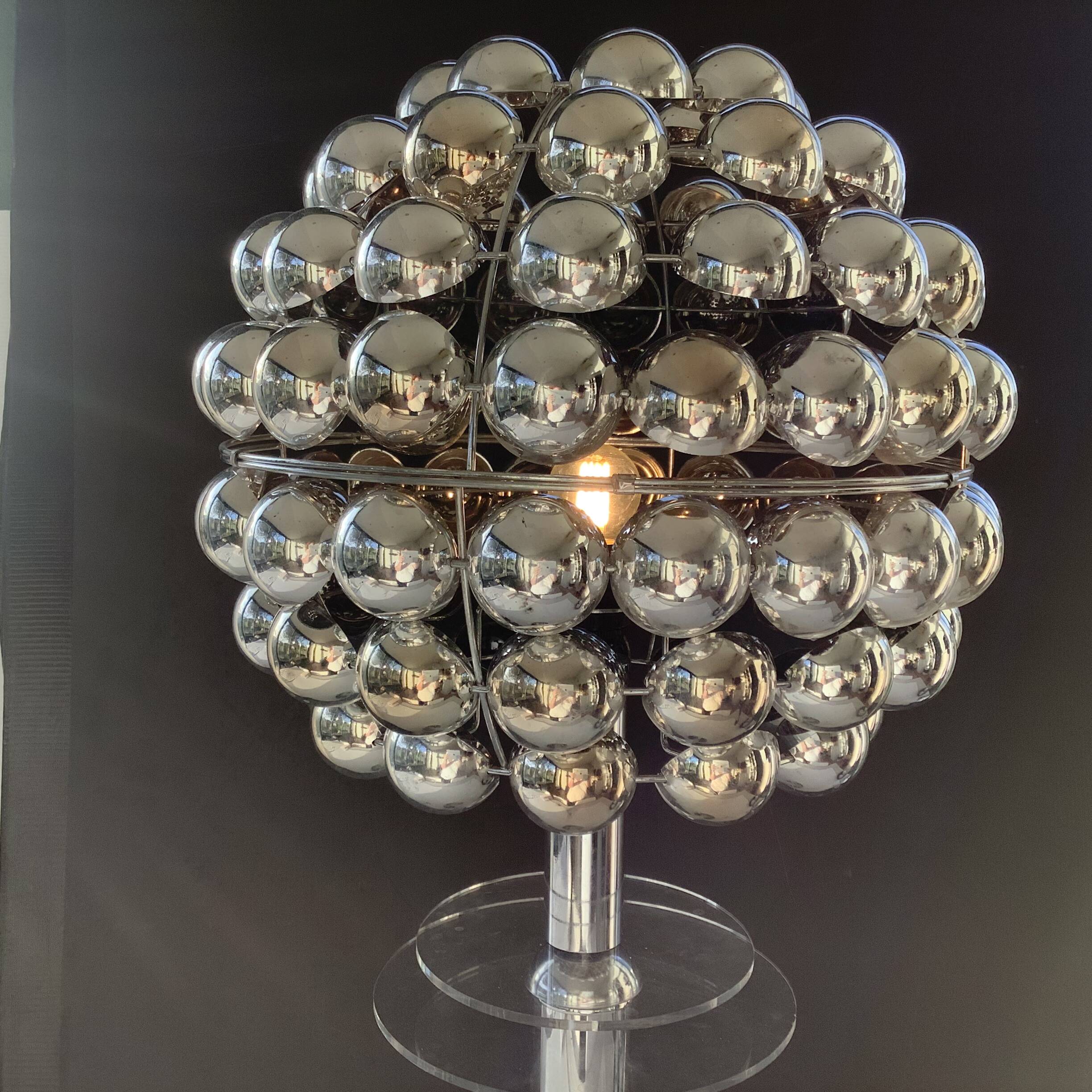 Vintage Kinetic Lamp Shade Kare Plexi Chrome Space Age