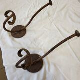 2 large antique double coat hooks