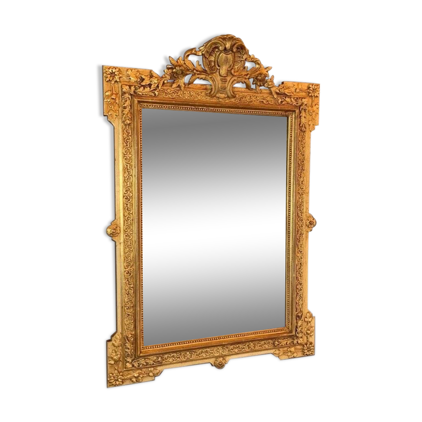 Louis XVI Style Carved Wood Gilded Mirror, 19th Century