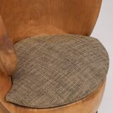 Unique sculptural throne chair in wood, France 1970s