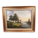 Oil on canvas landscape by the river – antique gilded frame