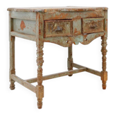 Side table with 2 drawers in patinated wood - 20th century