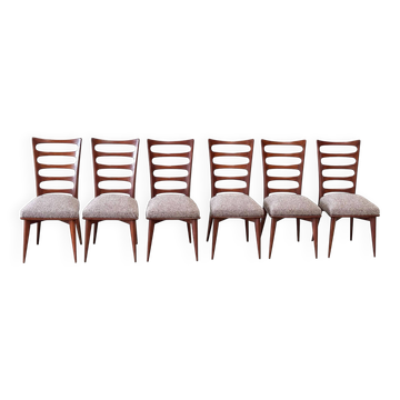 Ensemble de six chaises de salle à manger par Gaston Poisson