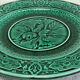 3 dessert plates XIX Sarreguemines Majolica shaded enamel Rubelles