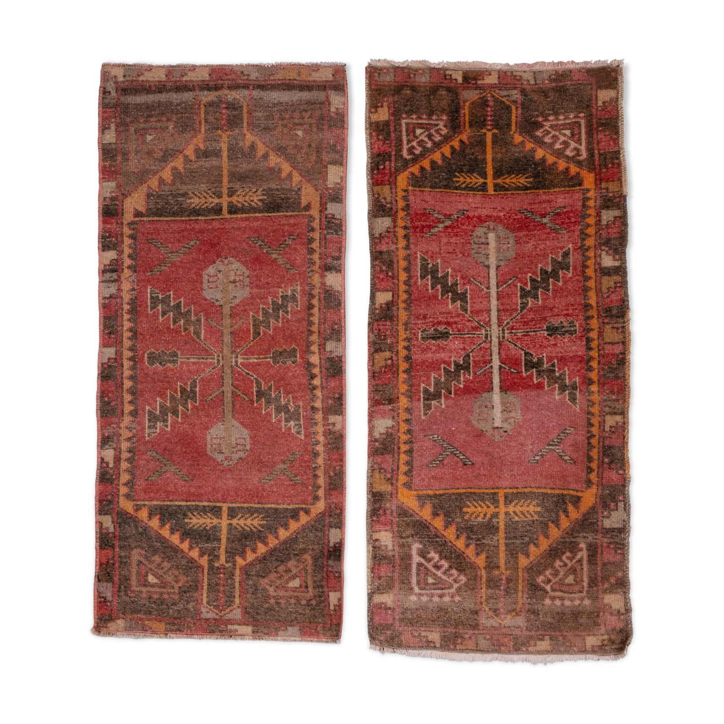 Set of 2 piece hand knotted oriental turkish area rugs 48 x 108 - 50 x 110 cm