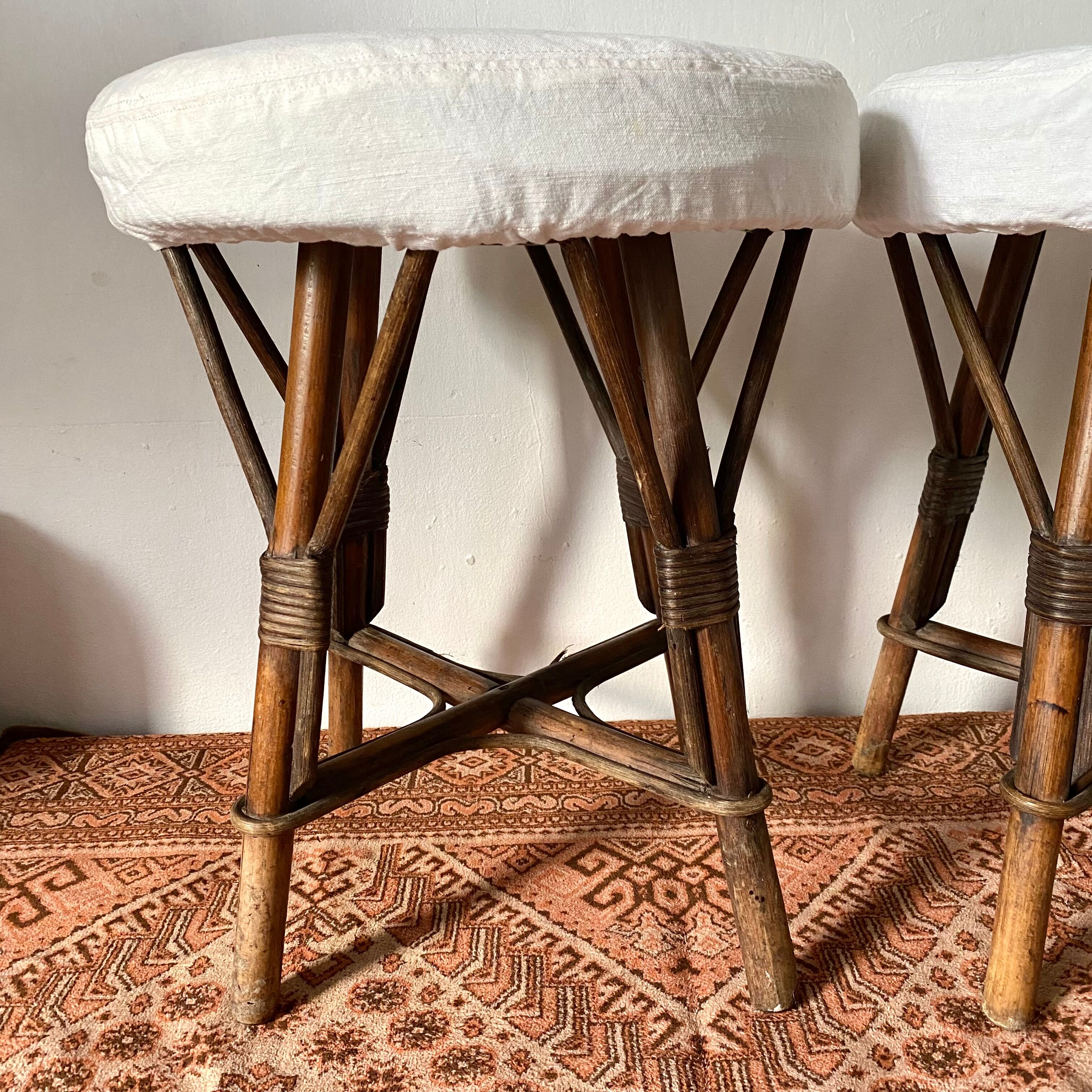 Vintage rattan stools