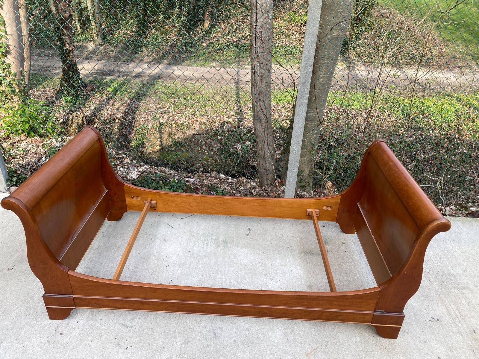 Louis Philippe Grange solid wood sleigh bed with base