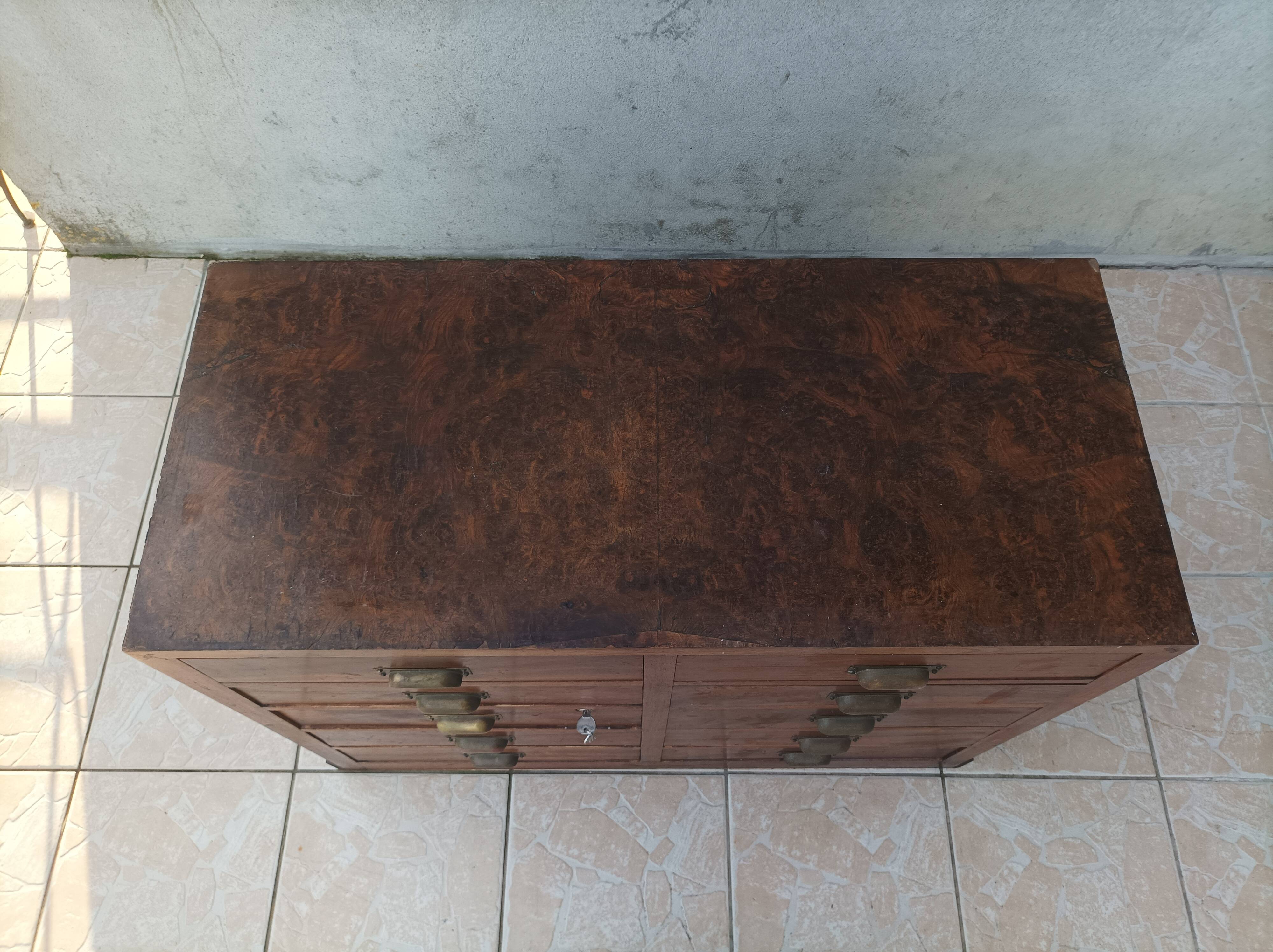 Meuble de métier 10 tiroirs en noyer