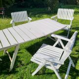 Set armchairs and garden table vintage circa 1970 R Gleizes