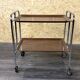 1960s 1970s Serving Cart Dinette Side Table Space Age Design Chrome Brown