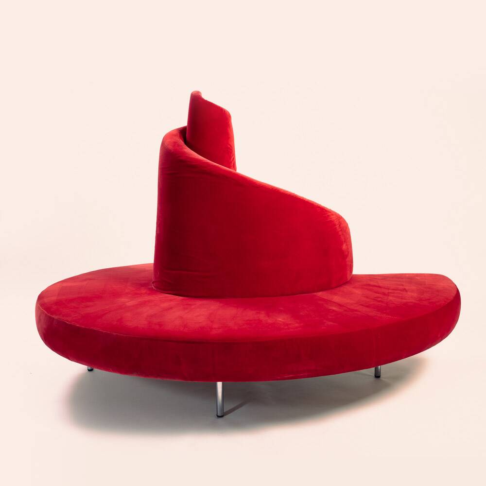 Red velvet Tatlin Sofa by Edra Italy