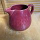 Old Red Ceramic Jug Woven Willow Style Vintage #E336