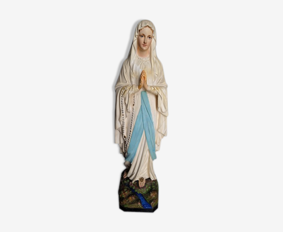 Ancienne statue vierge Marie platre polychrome