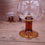 Set of 6 Amber stemmed glasses from the 70s