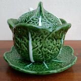 Soup tureen and cabbage slipware dish
