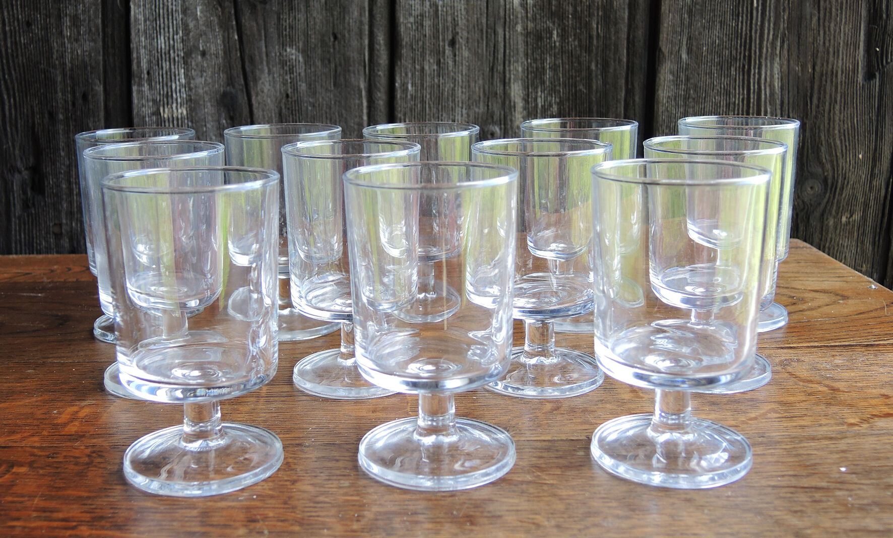 6 old luminarc transparent foot glasses