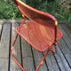 VINTAGE 70S FOLDING CHAIR, RED METAL, PERFORATED TOLE, POP