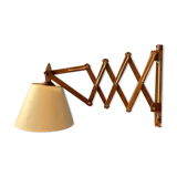 Wall lamp scissors in teak wood lampshade beige