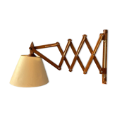 Wall lamp scissors in teak wood lampshade beige