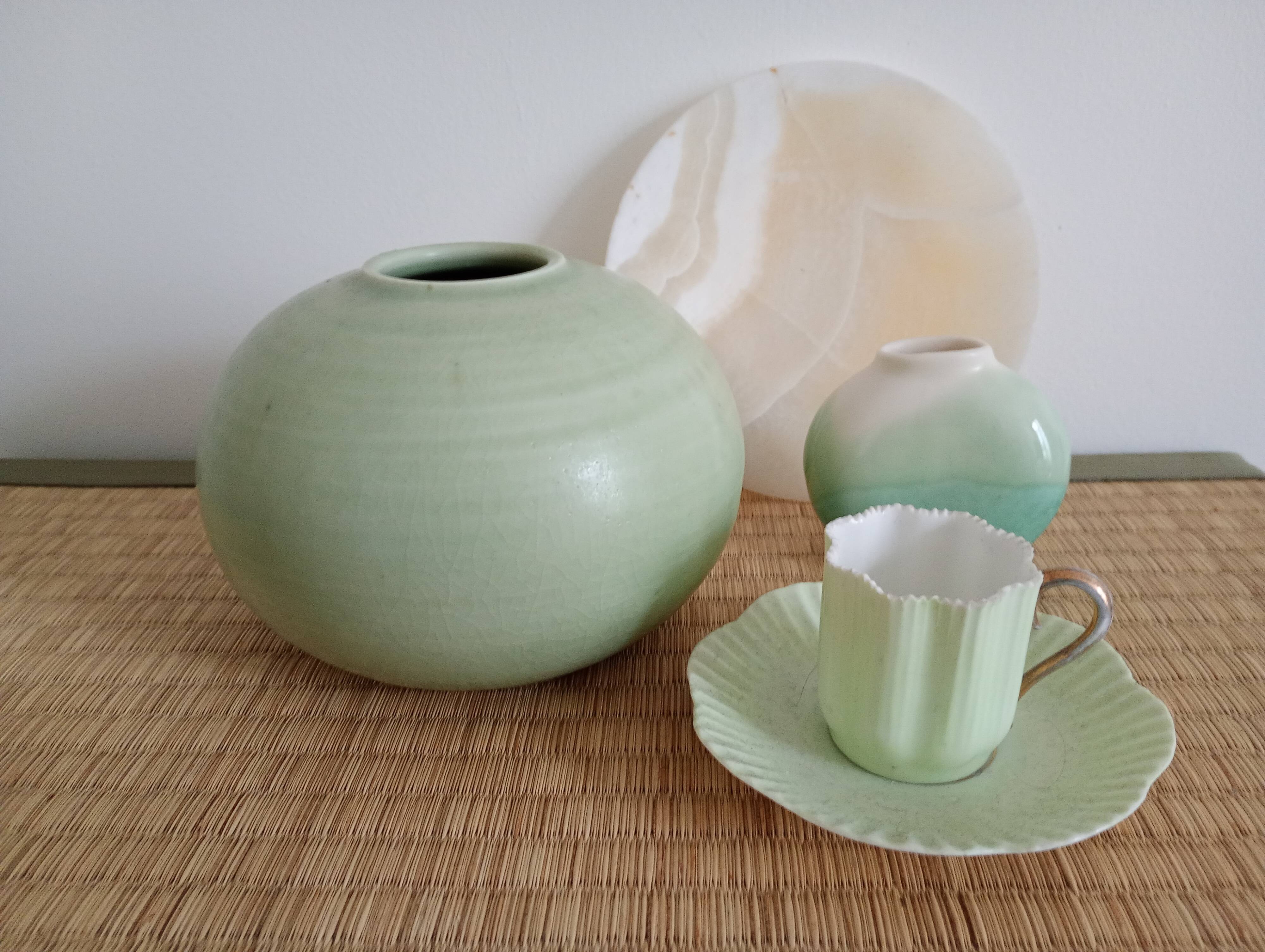 celadon ceramic round vase