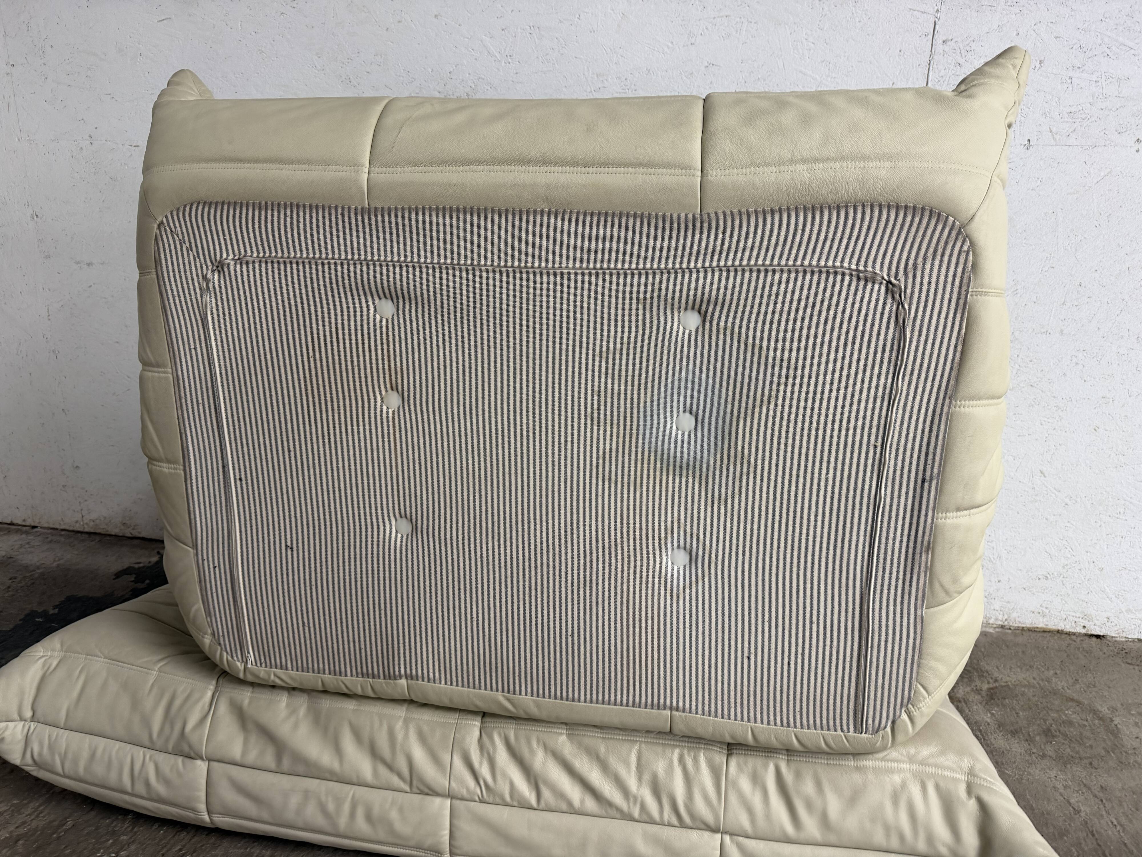 100% authentic Ligne Roset Togo 2-seater + 3-seater, original beige leather.