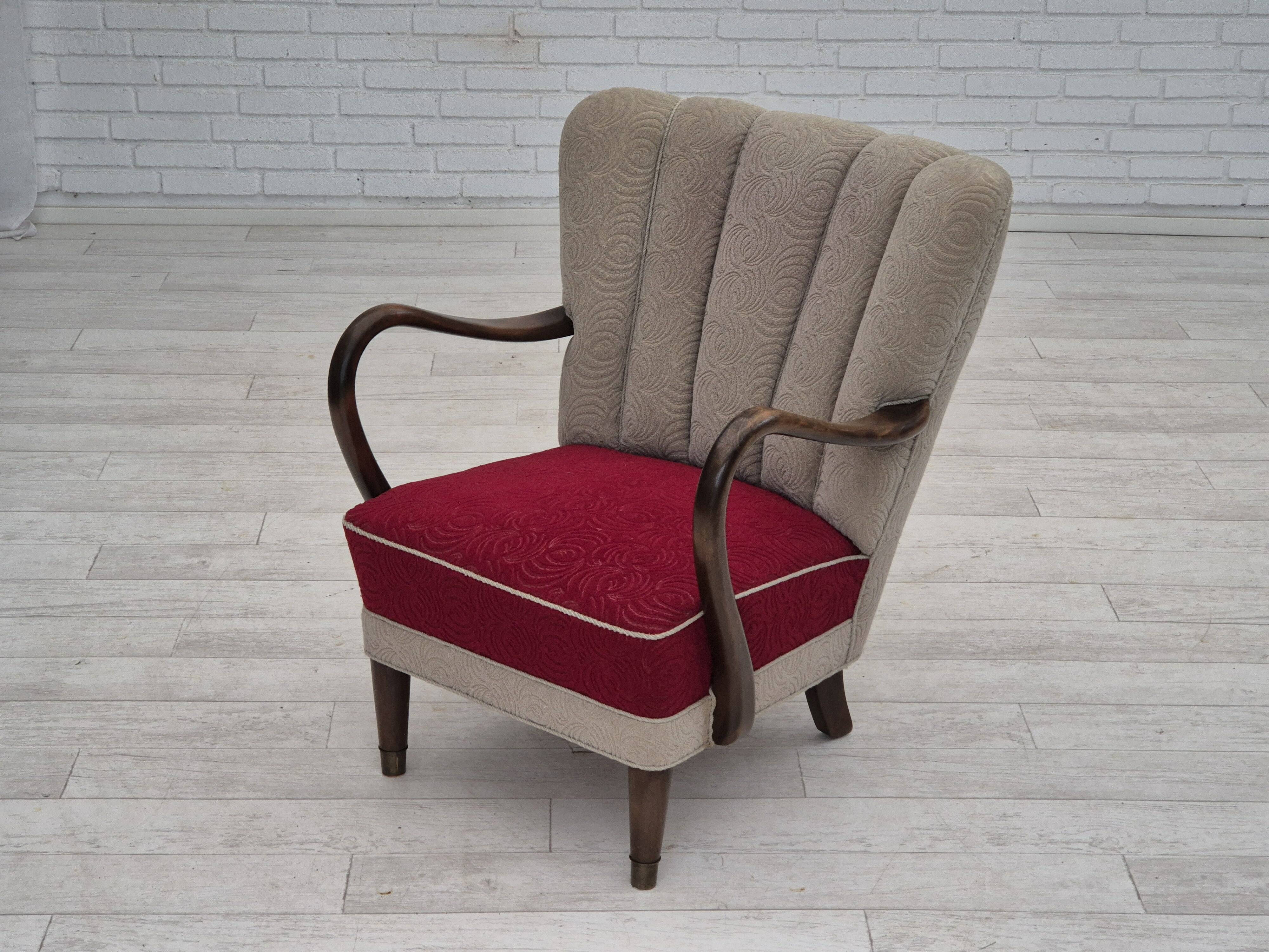 Années 1960, design danois par Alfred Christensen, fauteuil en état d'origine.