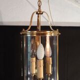 Metal dore 3 lumieres chandelier with glass chase