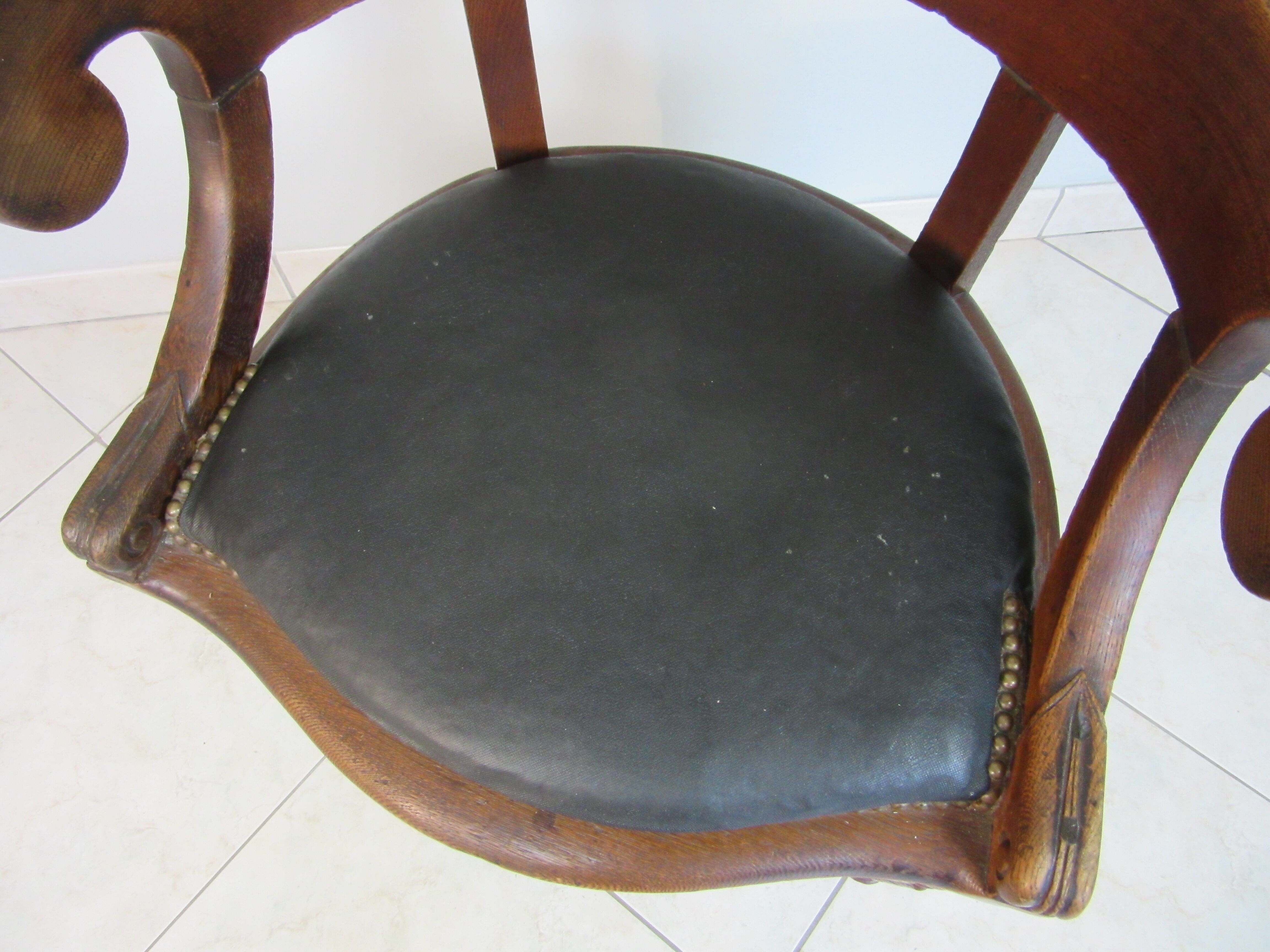 Fauteuil de bureau bois et cuir