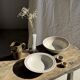 Set of a salad bowl and a vintage brown circular dish D28.