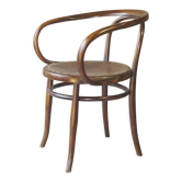 Fauteuil bois-courbé Le Corbusier par Ungvar B9 1900 assise cuir