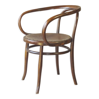 Fauteuil bois-courbé Le Corbusier par Ungvar B9 1900 assise cuir