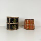 2 Anciennes corbeilles à riz, seaux en bois, pot de fleur, peint main