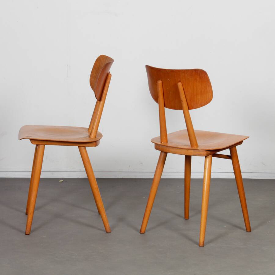Pair of wooden chairs produced by Ton, 1960