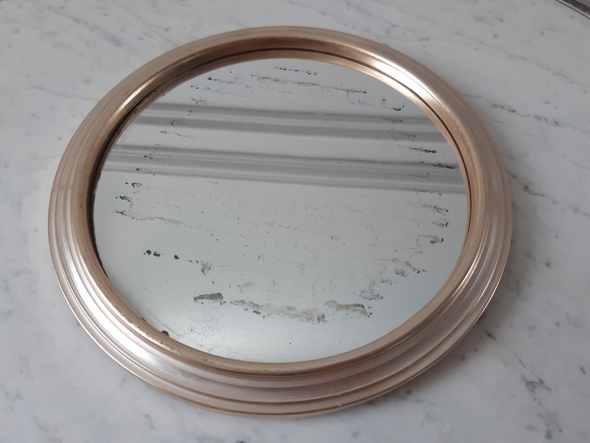Plateau miroir en laiton argenté doré