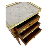 Louis XVI style bedside table in mahogany and marble