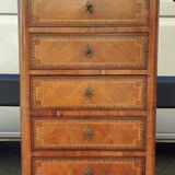 Louis XV style chest of drawers in noble wood marquetry – Marble top –