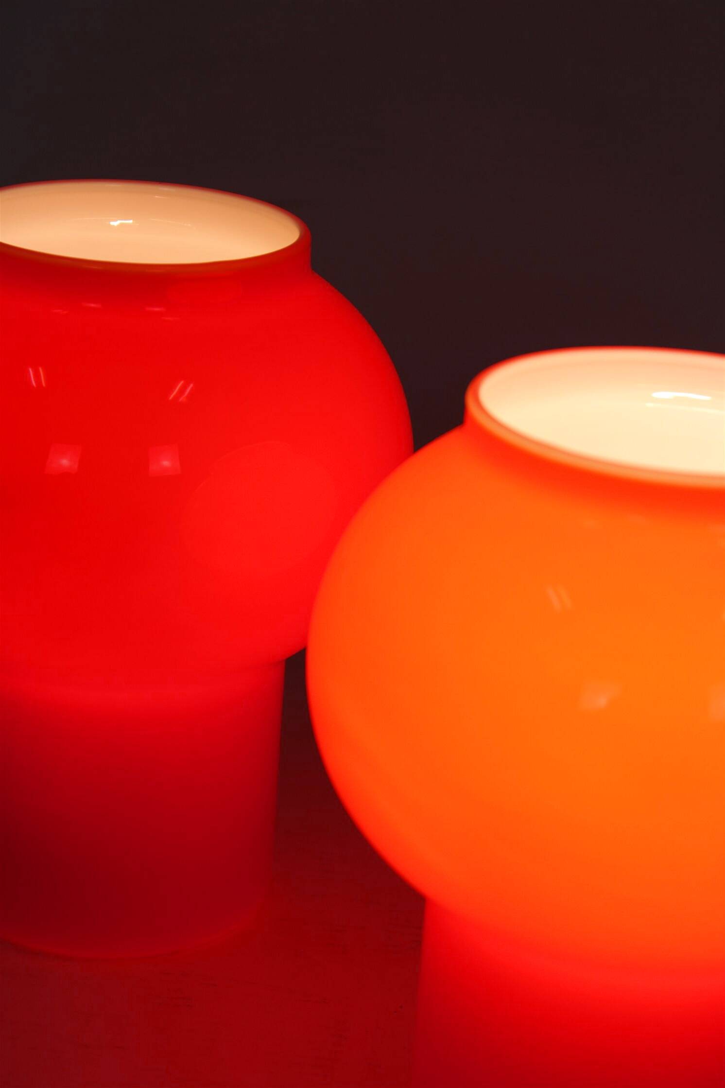 Vintage Red Glass Table Lamps attributed to Štěpán Tabery, 1970s