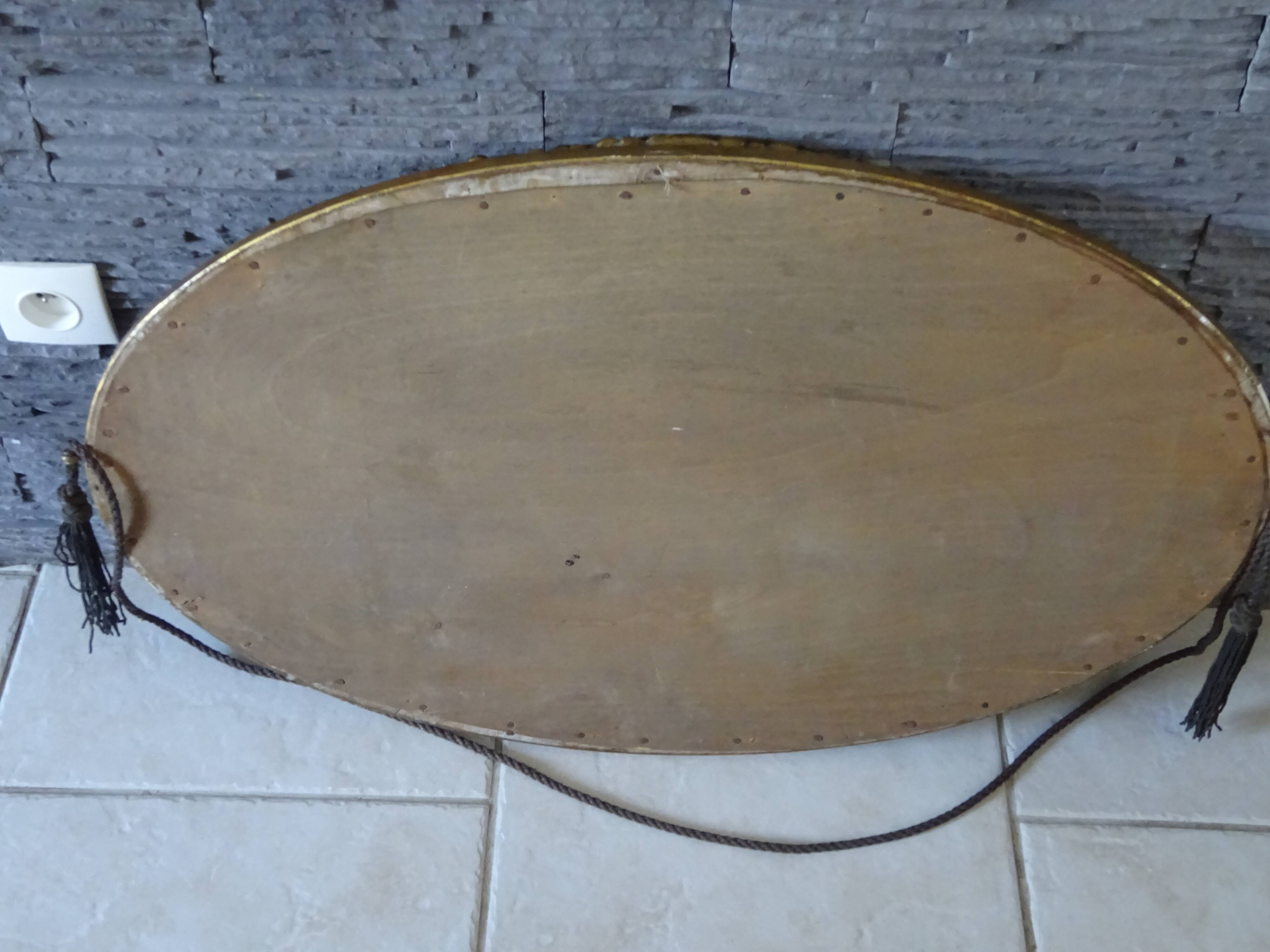 large old oval golden mirror 84x51cm