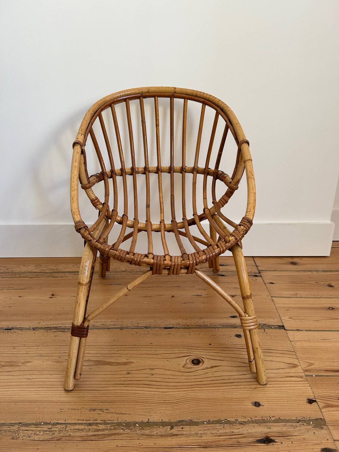 Vintage rattan armchair for children
